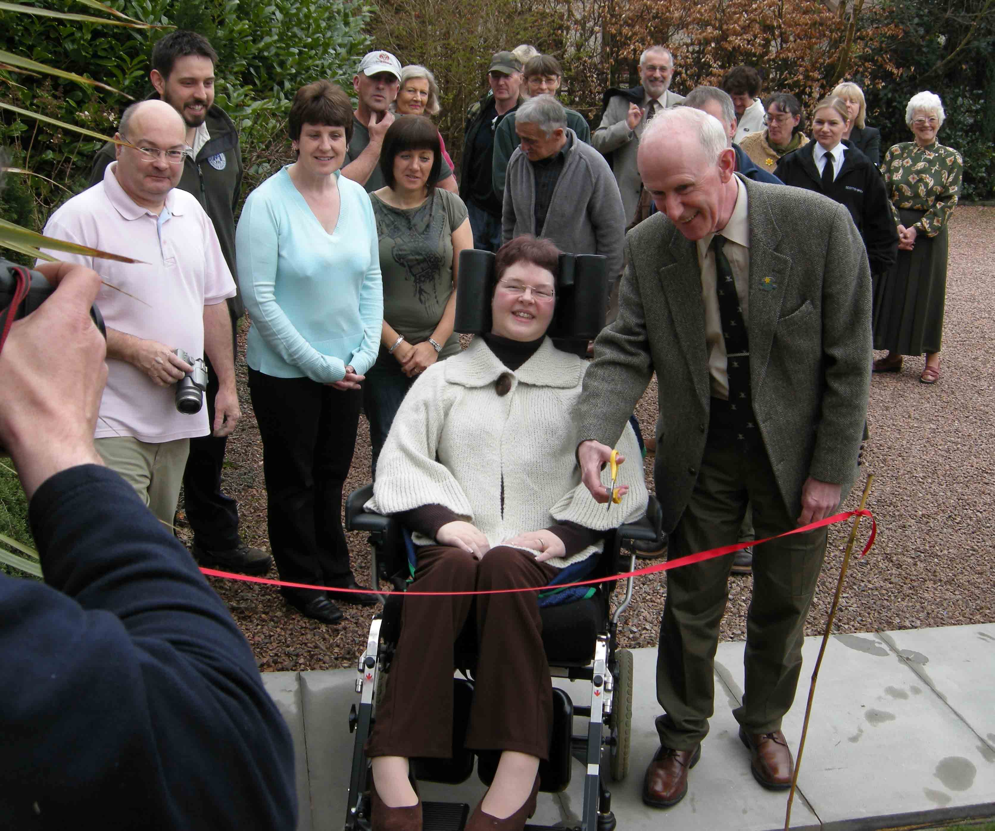 Cllr John Whytte opening all weather disabled path